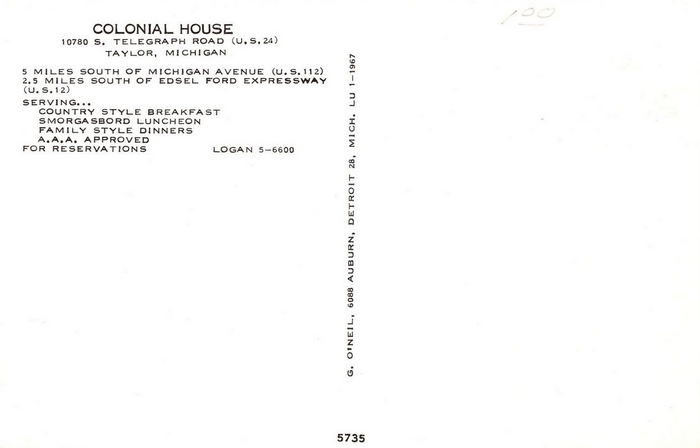 Colonial House (Koths, Best Value Inn) - Vintage Postcard